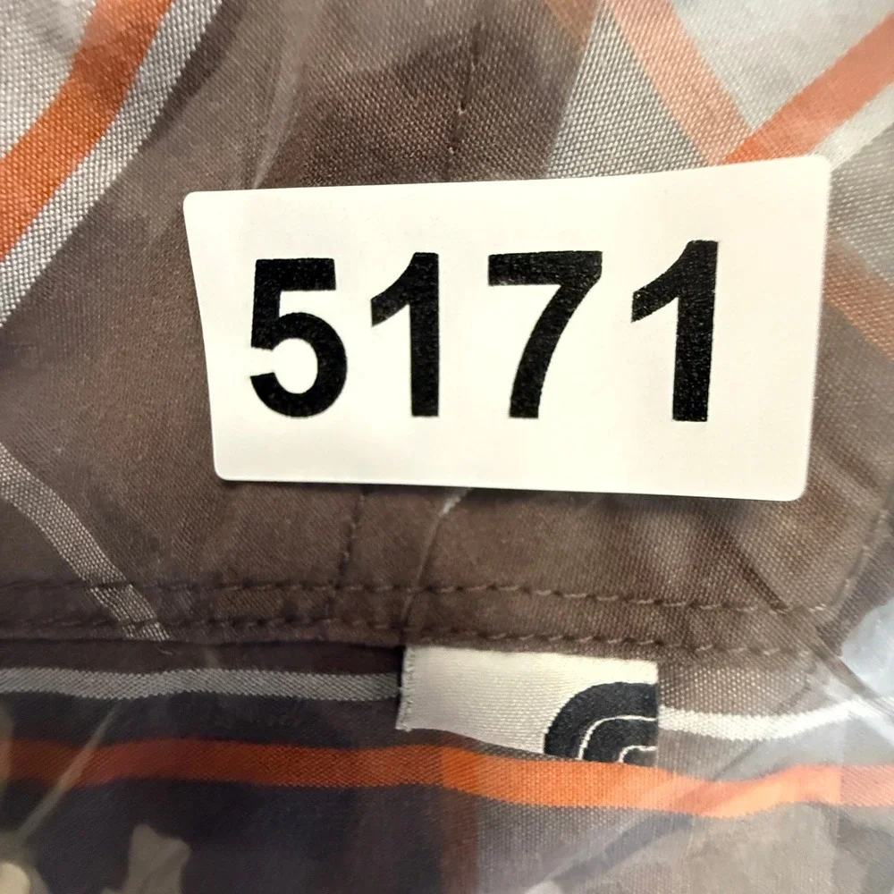 The North Face Mens Plaid Short Sleeve Button Up Shirt M Brown‎ Green Orange